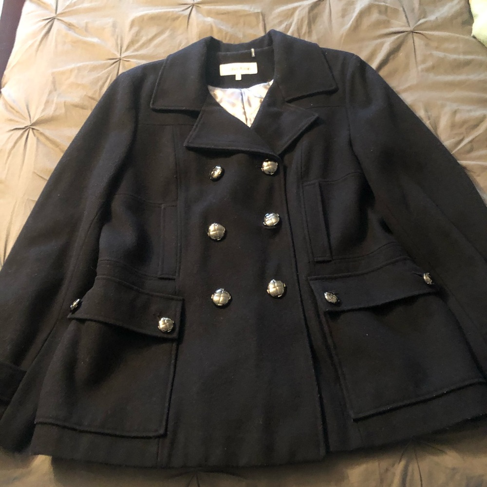 Calvin Klein black pea coat wool